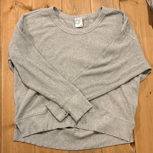 Aerie Offline Gray Ribbed Long Sleeve Top